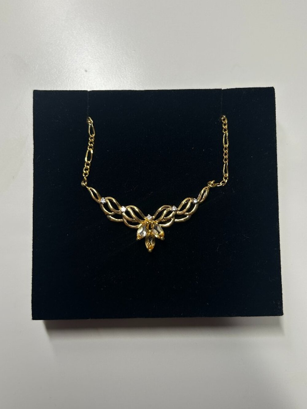 Whimsical Fairycore Gold-Tone Necklace Topaz Gems Fantasy Fae Feminine EUC
